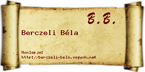 Berczeli Béla névjegykártya